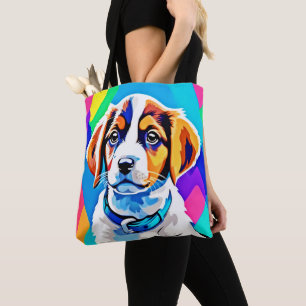 Tote Bag Portrait de chiot : Puppy coloré
