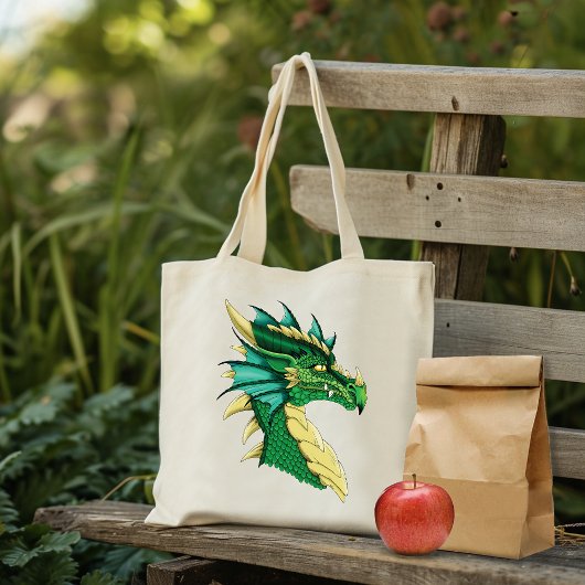 Tote Bag Portrait de dragon vert