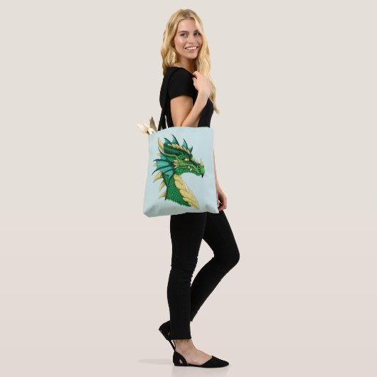 Tote Bag Portrait de dragon vert (Sur le modèle)
