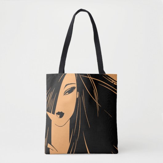 Tote Bag Portrait de la fille aux cheveux rejetés (Devant)