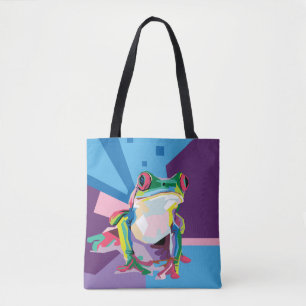 Tote Bag Portrait de la grenouille des arbres colorés
