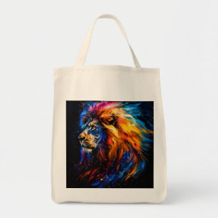 Tote Bag Portrait de lion abstrait de la faune cosmique