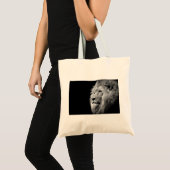 Tote Bag Portrait de Lion noir blanc - Photographie d'anima (Devant (produit))