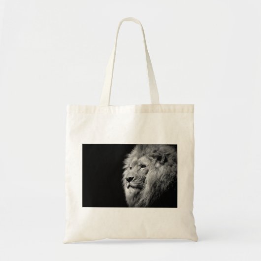 Tote Bag Portrait de Lion noir blanc - Photographie d'anima (Devant)