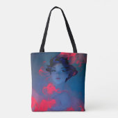 Tote Bag Portrait de Neon rose Anime Style Girl (Dos)