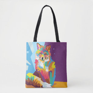 Tote Bag Portrait de Pop Art Fox coloré