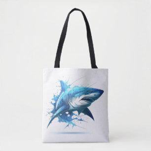 Tote Bag Portrait de requin Peinture animale Faune à l'exté