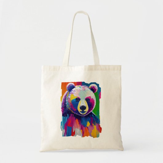 Tote Bag Portrait d'ours coloré (Devant)