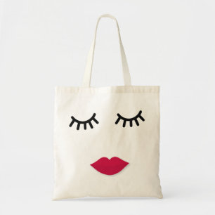 Tote Bag Portrait doux de fille de mèche et de lèvre roug