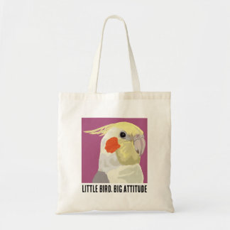 Tote Bag Portrait drôle de petite Perruche à tête grise ave