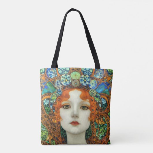 Tote Bag Portrait d'une belle femme en verre tendu (Dos)