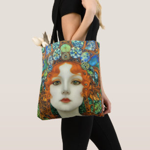 Tote Bag Portrait d'une belle femme en verre tendu