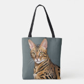 Tote Bag Portrait dynamique de chat Bengal avec des taches  (Dos)