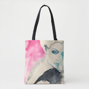 Tote Bag Portrait féminin : Aquarelle
