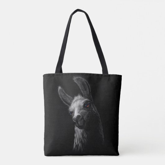 Tote Bag Portrait Head Cute Llama avec Arrière - plan noir (Dos)