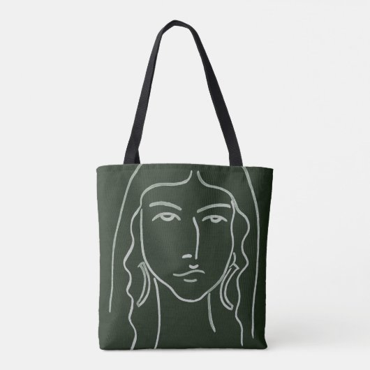 Tote Bag Portrait malachite avec cheveux longs (Dos)