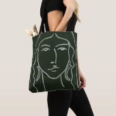 Tote Bag Portrait malachite avec cheveux longs (De près)