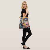 Tote Bag Portrait pixelisé vibrant en couleurs chaudes (Sur le modèle)