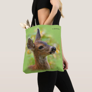 Tote Bag Portrait vierge du cerf de queue noire souriant Fa