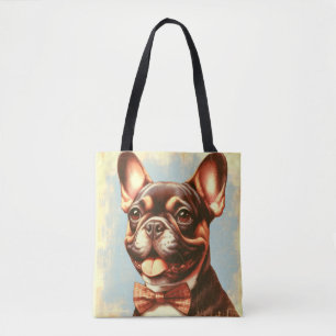 Tote Bag Portrait vintage de peinture Bulldog
