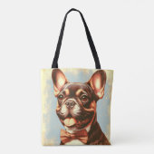 Tote Bag Portrait vintage de peinture Bulldog (Dos)