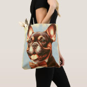 Tote Bag Portrait vintage de peinture Bulldog (De près)