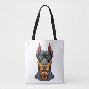 Tote Bag Portraits d'un chien Doberman tête vue de face