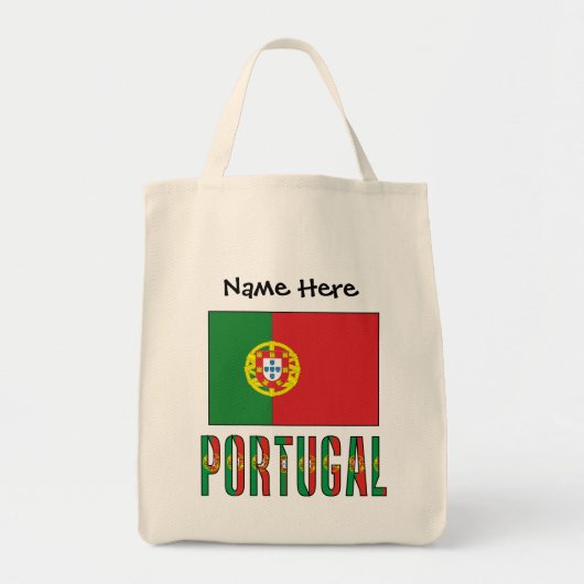 Tote Bag Portugal and Portuguese Flag with Your Name (Devant)