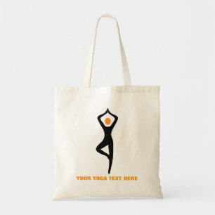 Tote Bag Pose de yoga noir, orange personnalisé