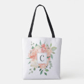Tote Bag Poser le bouquet floral avec n'importe quel monogr (Dos)