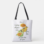 Tote Bag Poser toute votre attention sur Lui 1 Pierre 5:7 C (Dos)