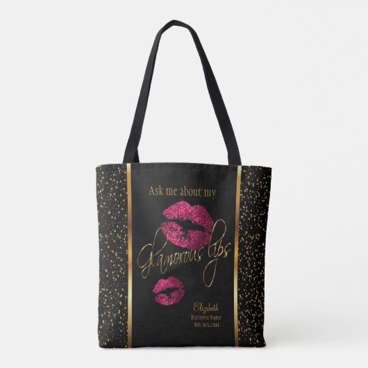 Tote Bag Posez-moi des questions sur mes lèvres glamour - L (Dos)