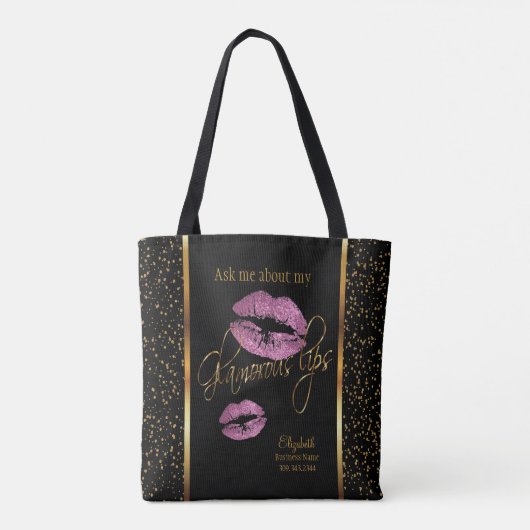 Tote Bag Posez-moi des questions sur mes lèvres glamour - S (Dos)