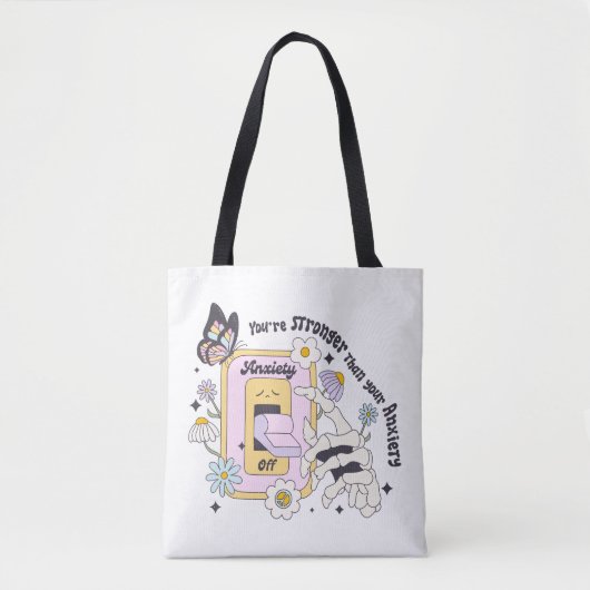 Tote Bag Positivité d'anxiété de conception rétro (Devant)