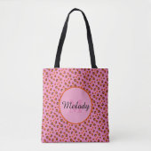 Tote Bag poster de animal dalmate rose guépard Monogramme (Devant)