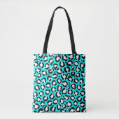 Tote Bag Poster de animal moderne Cyan Blue Leopard (Devant)