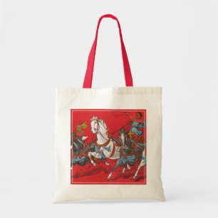 Tote Bag Poster De Cirque De Deux Hommes À Chariots Racing