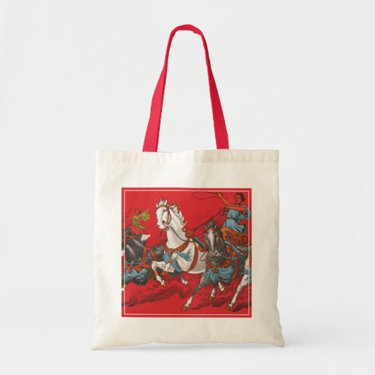 Tote Bag Poster De Cirque De Deux Hommes À Chariots Racing (Devant)