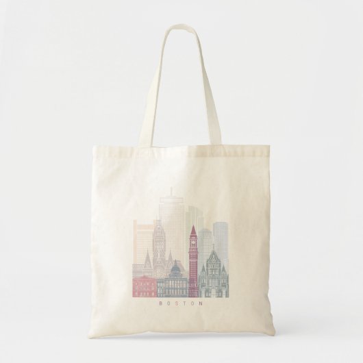 Tote Bag Poster de la ligne d'horizon de Boston Pastel (Devant)