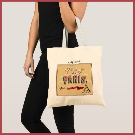 Tote Bag Poster du Vintage voyage I Love Paris