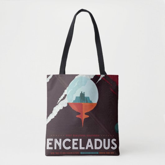 Tote Bag Poster Espace Rétro Mission Cassini À Saturne (Devant)
