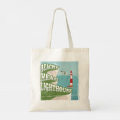 Tote Bag Poster rétro du phare à tête de plage (Dos)