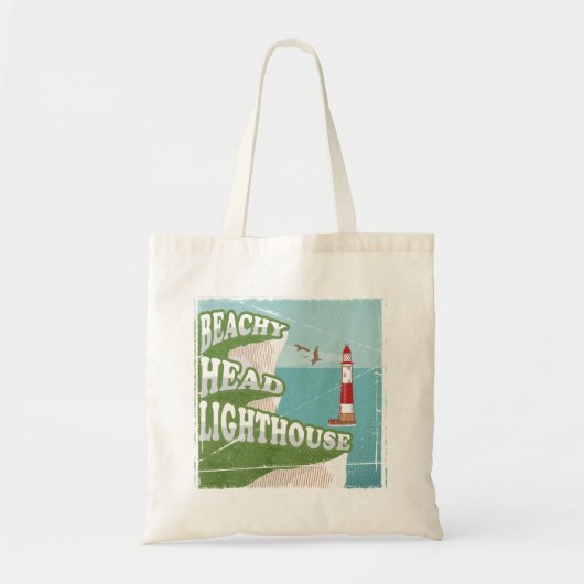 Tote Bag Poster rétro du phare à tête de plage (Devant)
