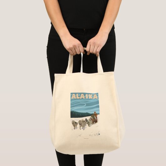Tote Bag Poster Vintage voyage AlaskaDogsledding (Devant (produit))