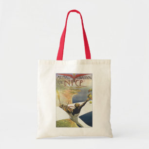 Tote Bag Poster Vintage voyage, avion au-dessus de Nice Fra