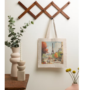 Tote Bag Poster Vintage voyage de la Tour Eiffel de Paris