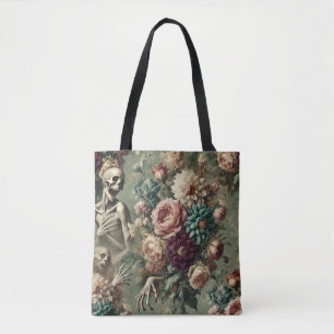 Tote Bag Posthumous Heartache - Gothique Floral Design