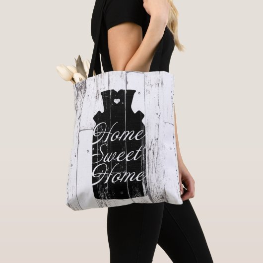 Tote Bag Pot à lait en bois blanc rustique Maison douce Fer (De près)
