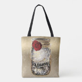 Tote Bag Pot Mason Rouge Pailleté Glamour Rose Doré (Dos)