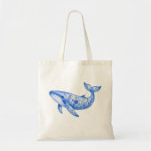 Tote Bag Poterie à thème floral baleine bleue (Devant)